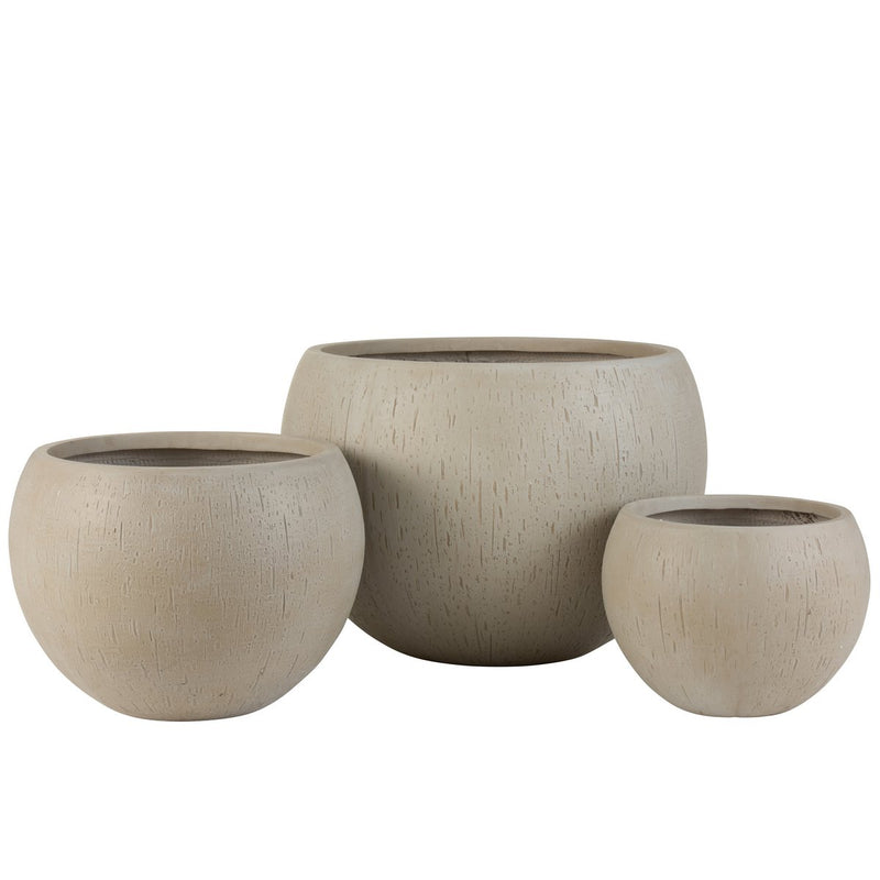 J-Line bloempot Rond Klei - keramiek - beige - Ø 55.50 cm - 3 stuks