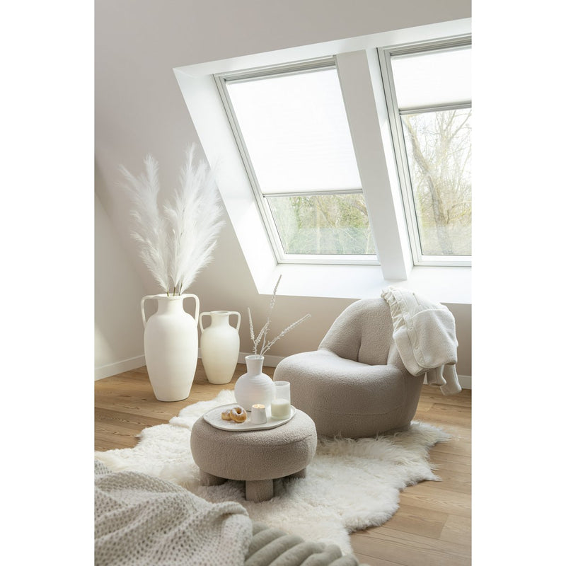 J-Line Kruk Rond Teddy Voeten Bouclé Warm Beige