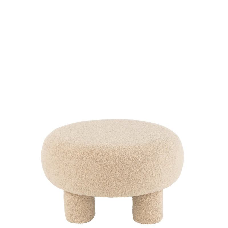 J-Line Kruk Rond Teddy Voeten Bouclé Warm Beige