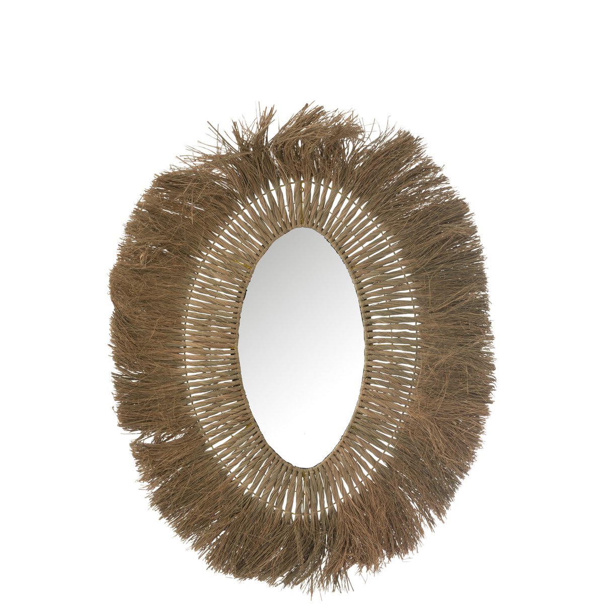 J-Line Mirror Oval Braided Grass Natural