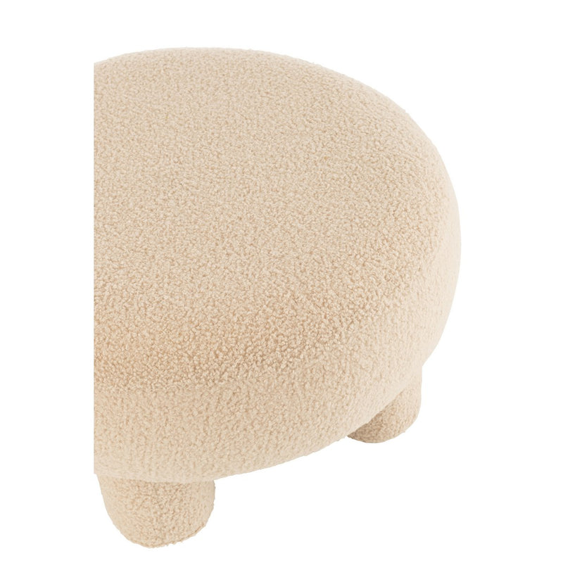 J-Line Kruk Rond Teddy Voeten Bouclé Warm Beige