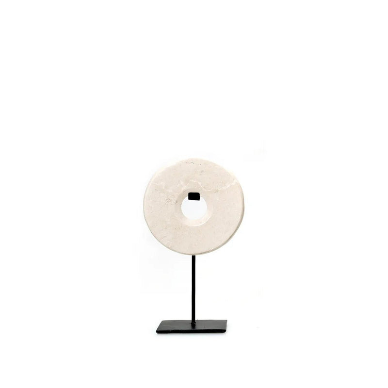 The Marble Disc on Stand - White - S