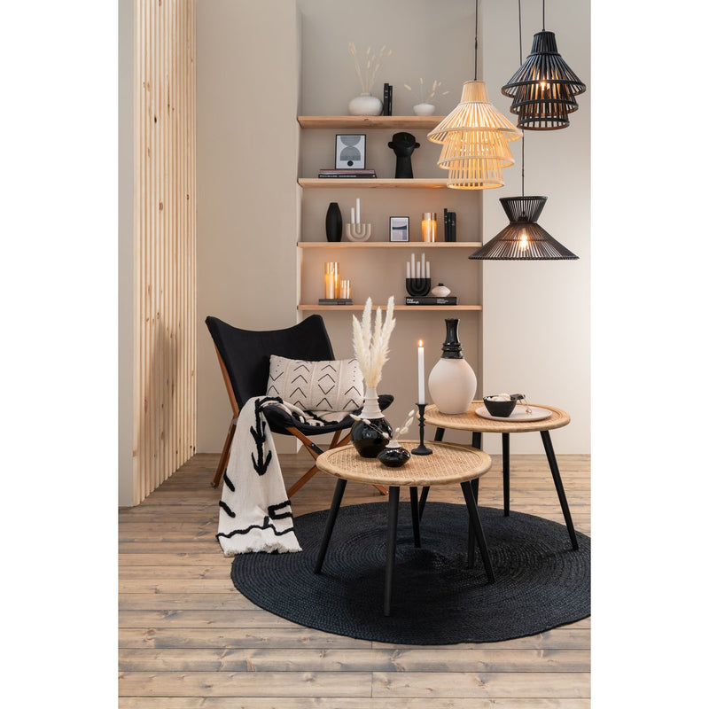 J-Line hanglamp Lagen - hout - zwart - large