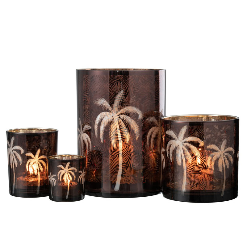 J-Line windlicht Palmboom - glas - bruin - extra large