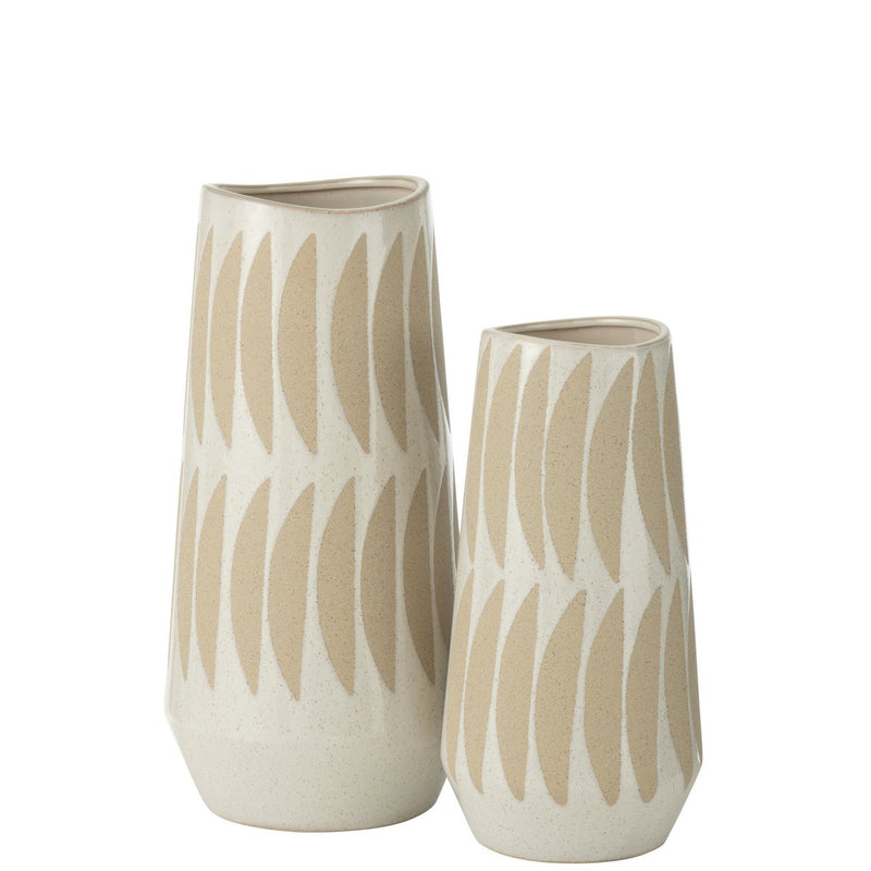 J-Line Vaas Kai Pottery Beige/Wit Large