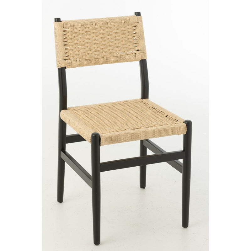 J-Line Chair Lap Beukenhout/Touw Zwart