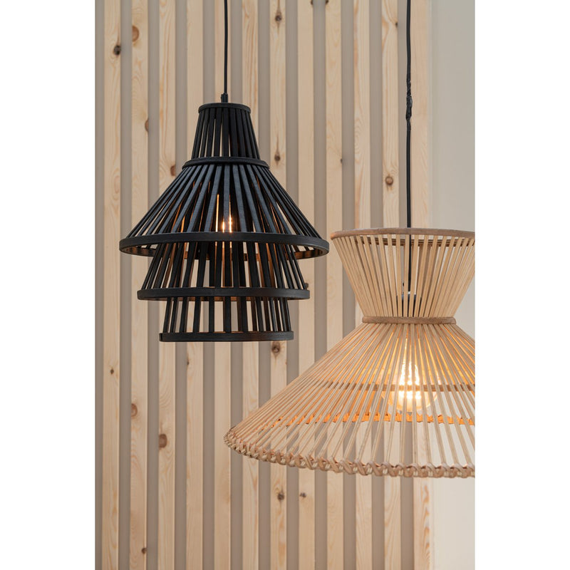 J-Line hanglamp Lagen - hout - zwart - large