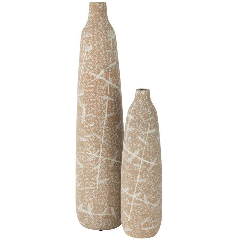 J-Line Vaas Dun Smal Keramiek Beige/Wit Large