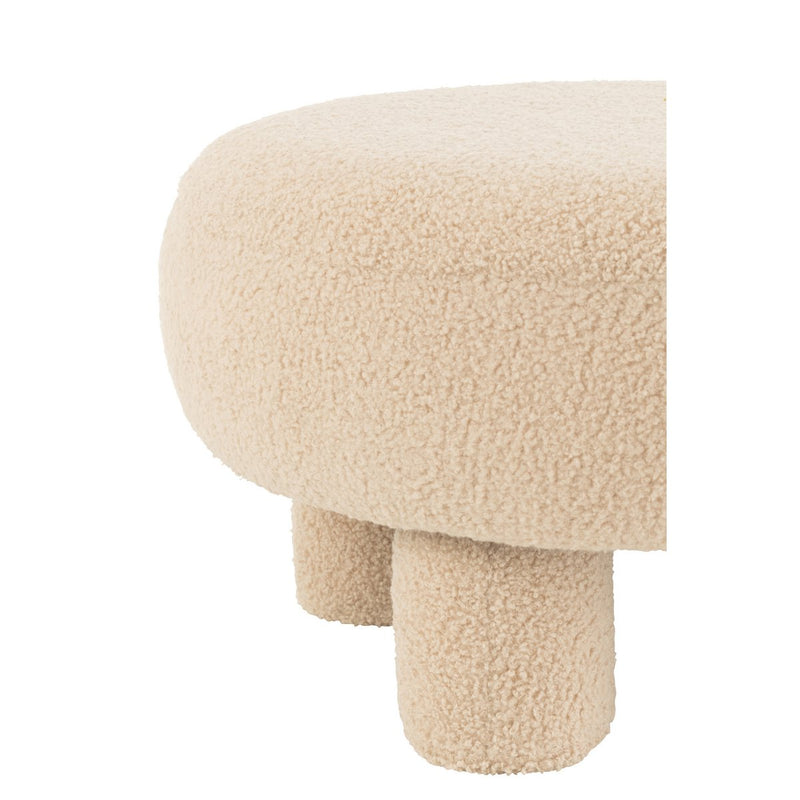 J-Line Kruk Rond Teddy Voeten Bouclé Warm Beige