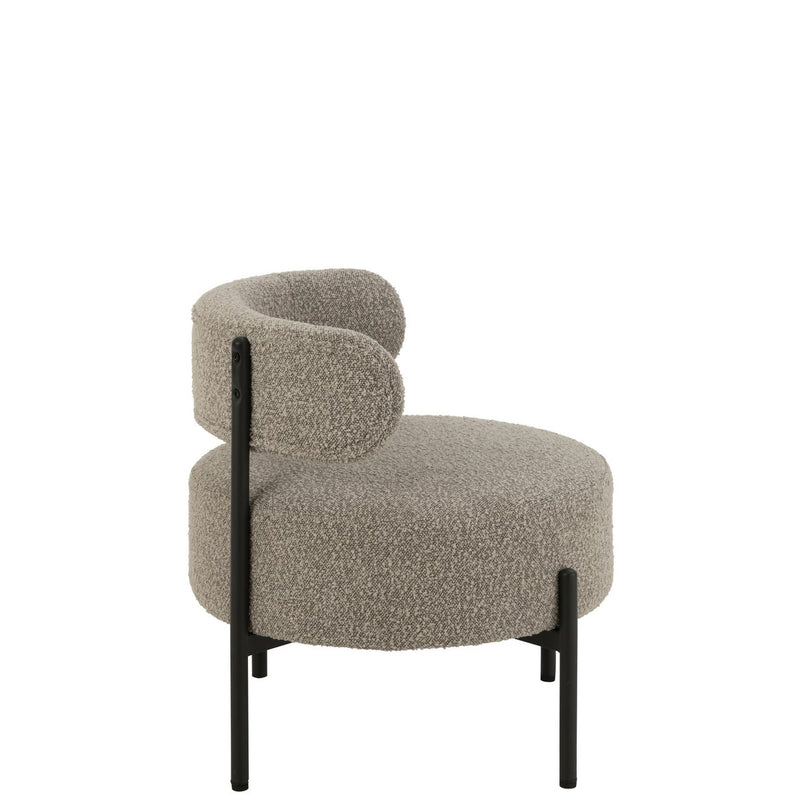 J-Line Loungestoel Boucle Multiplex/Polyester Grijs/Zwart