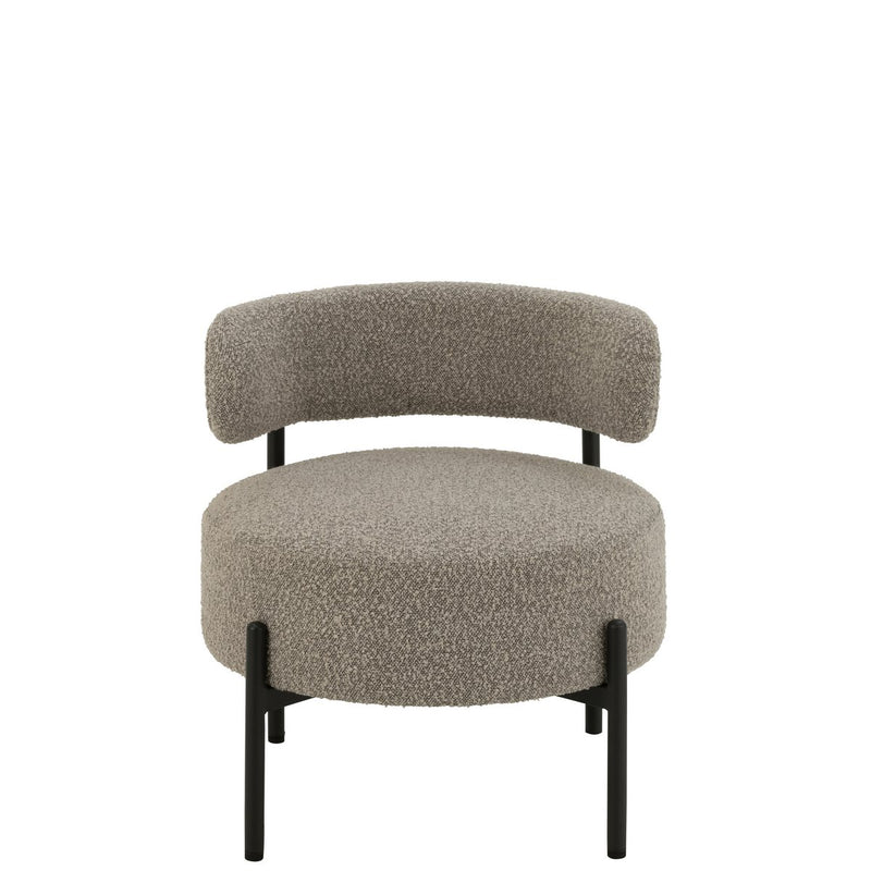 J-Line Loungestoel Boucle Multiplex/Polyester Grijs/Zwart