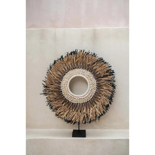 The Mojo Raffia Op Stand - Naturel Zwart - L