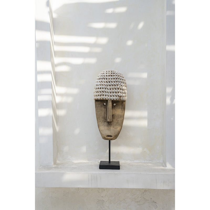 The cowrie mask on stand - large