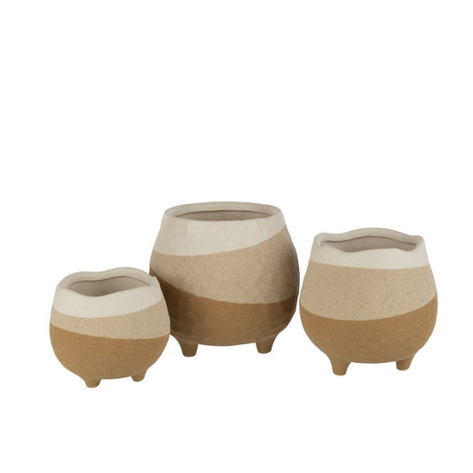 J-Line Flowerpot on Foot Ceramic Beige/Light Brown Large