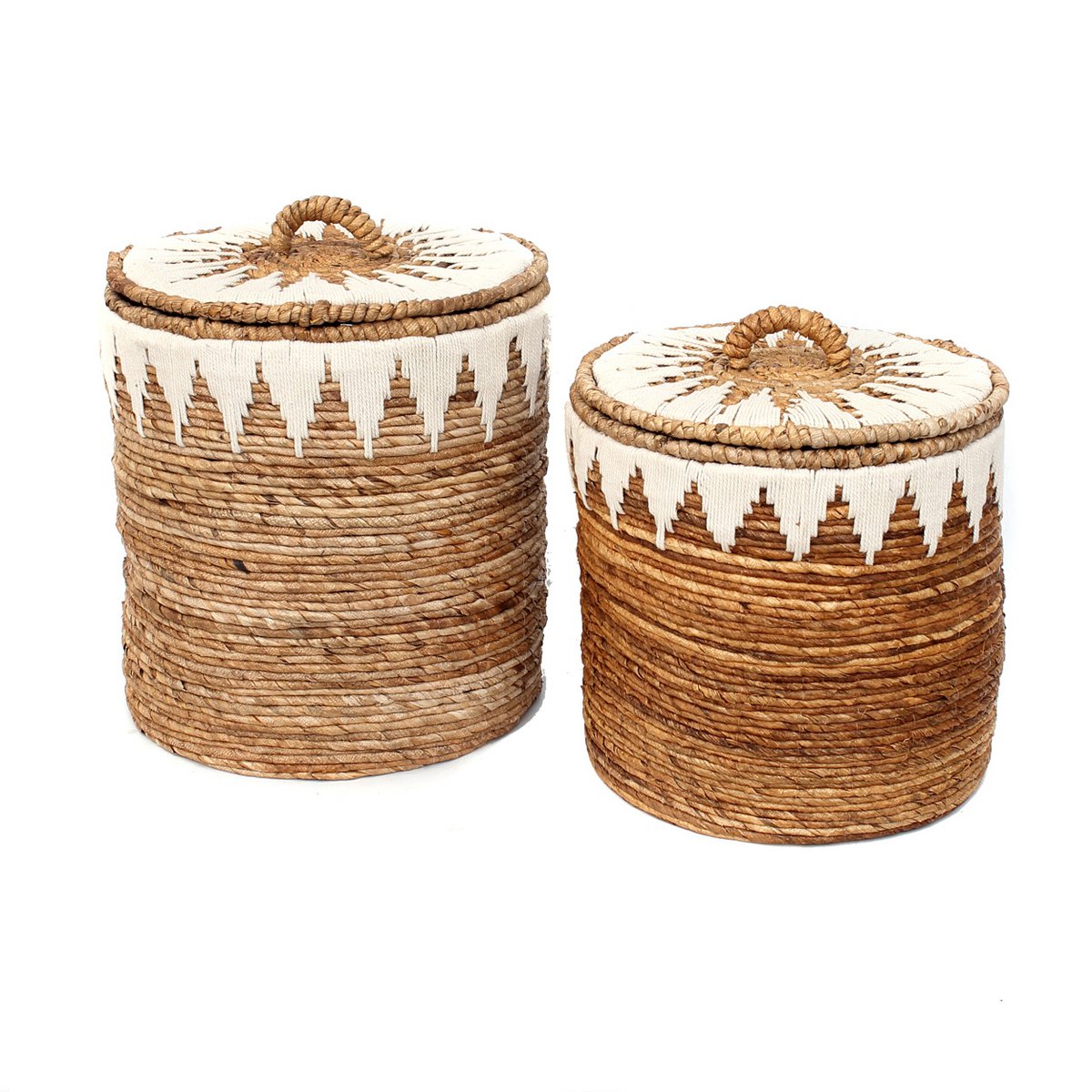 The Banana Stitched Laundry Baskets - Natural White - SET2