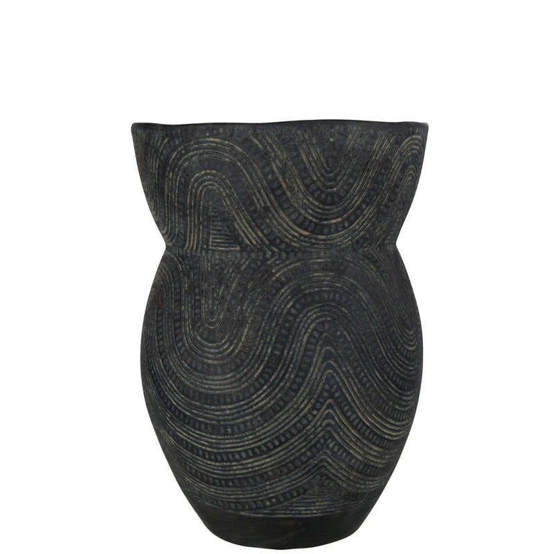 J-Line Vase Circle Cement Black/Brown