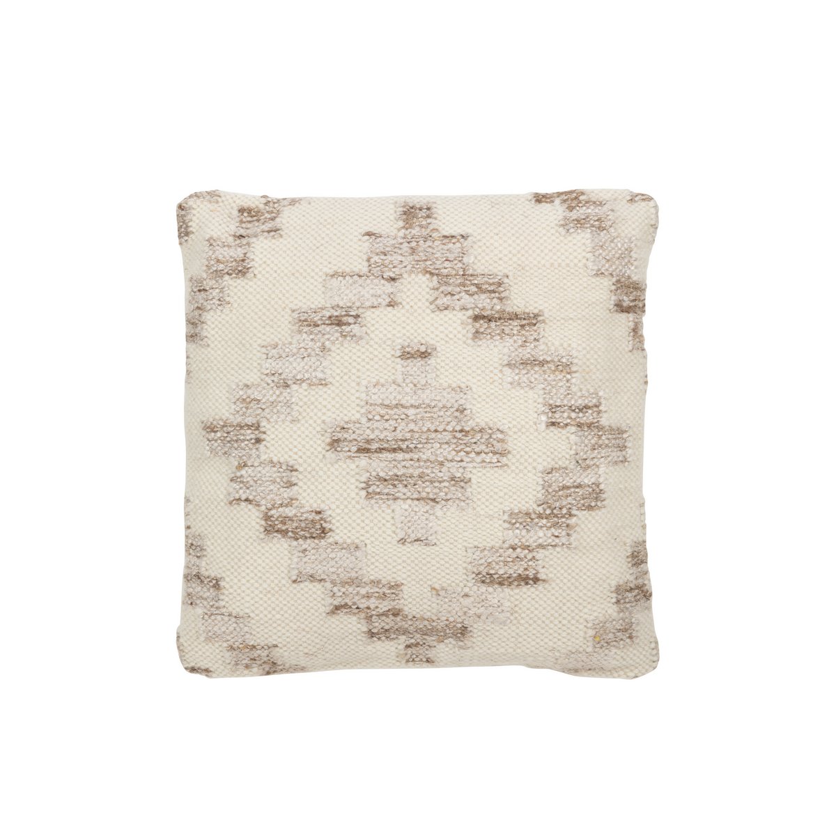 J-Line Cushion Ethnic Squares Wool/Cotton Cream/Beige