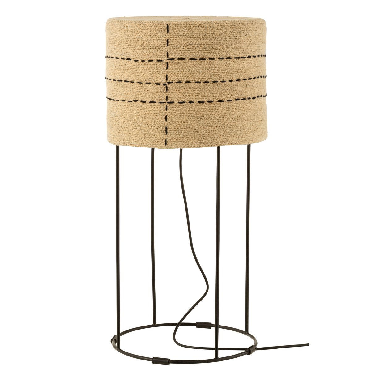 J-Line Table Lamp Dotted Lines Metal Base Seagrass Natural/Black