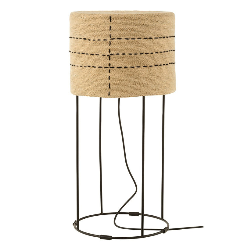 J-Line Table Lamp Dotted Lines Metal Base Seagrass Natural/Black