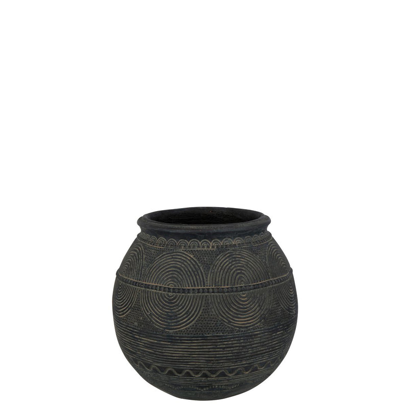 J-Line Vase Jug Circle Cement Black/Brown Small