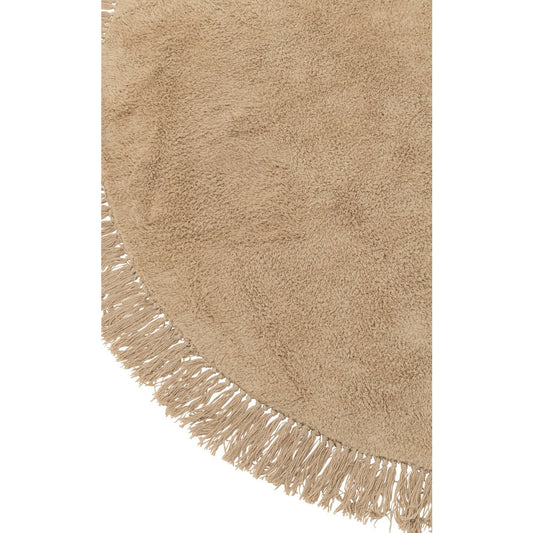 J-Line Carpet Round + Fringes Dark Beige 