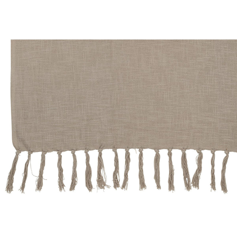 J-Line Plaid Fringes Cotton Taupe