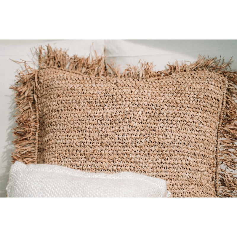 The Raffia Kussenhoes Vierkant - Naturel - L