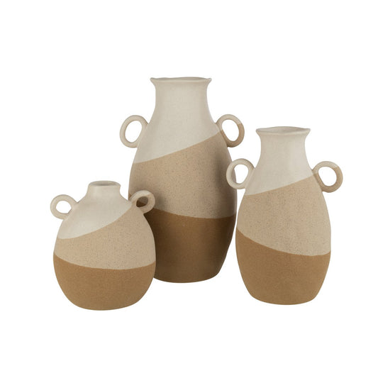 J-Line flower pot on foot - ceramic - beige/light brown - medium