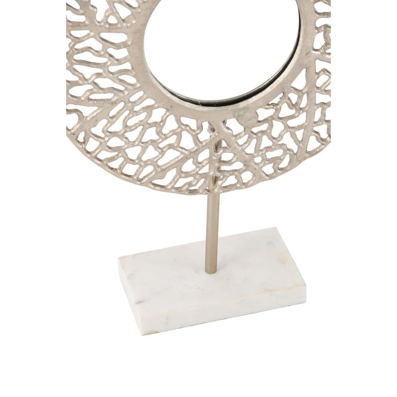 J-Line Mirror Coral Base Marble Metal Champagne - Wall Mirror 34 x 10 cm