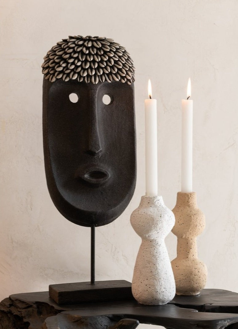 J-Line Face Stand Ethnic Stone/Resine Black Large