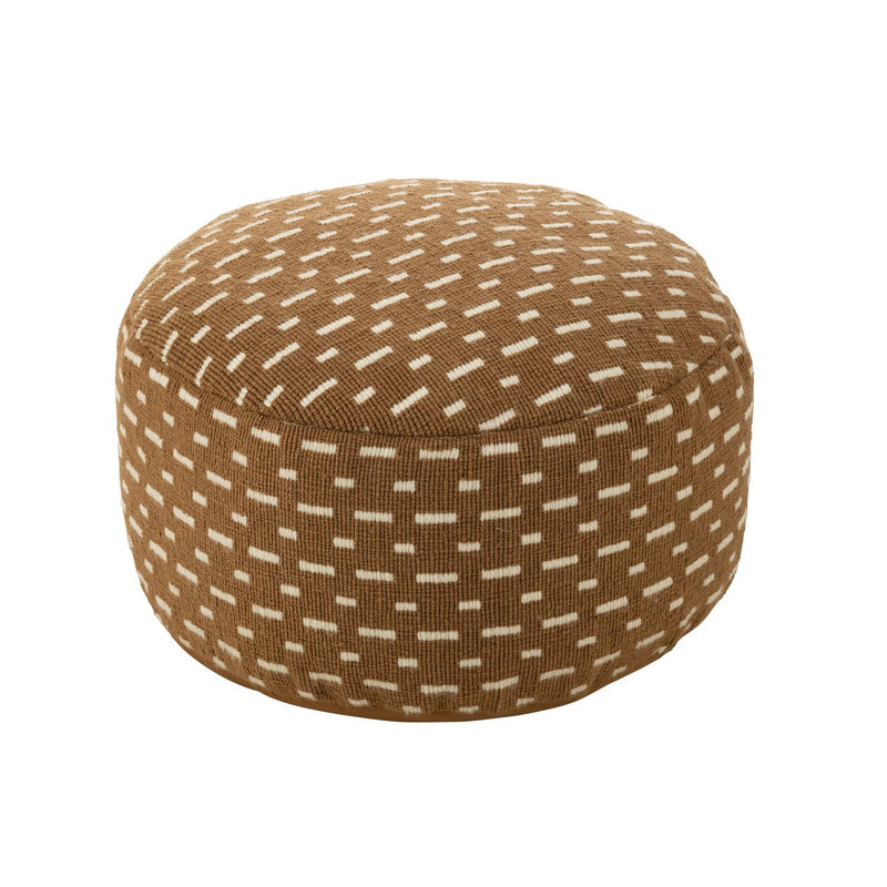 J-Line Pouf Round Lines Outdoor Polyester Braun/Weiß