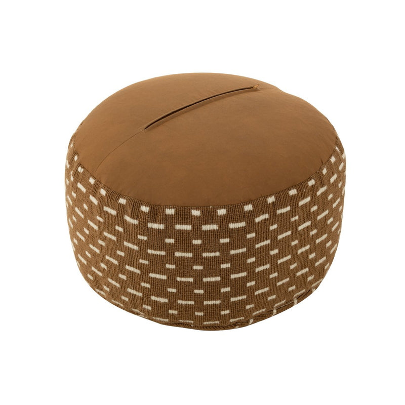 J-Line Pouf Round Lines Outdoor Polyester Braun/Weiß