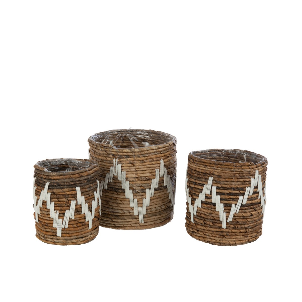 J-Line basket Fanny - banana leaves - natural/white - 3 pieces