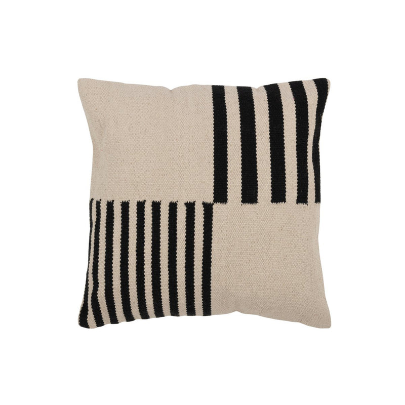 J-Line cushion Blank/Striped Square - cotton - white/black