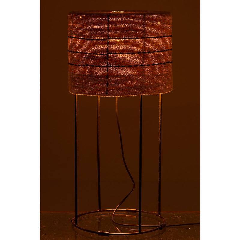 J-Line Table Lamp Dotted Lines Metal Base Seagrass Natural/Black