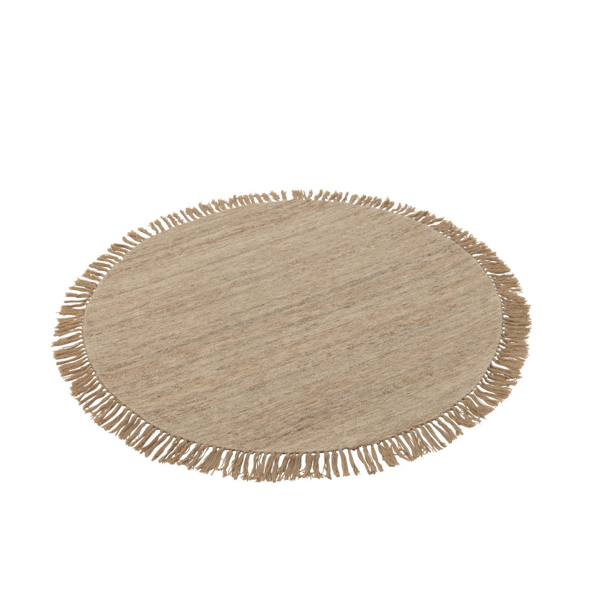 J-Line carpet Round + Fringes Two-tone - wool - beige - small