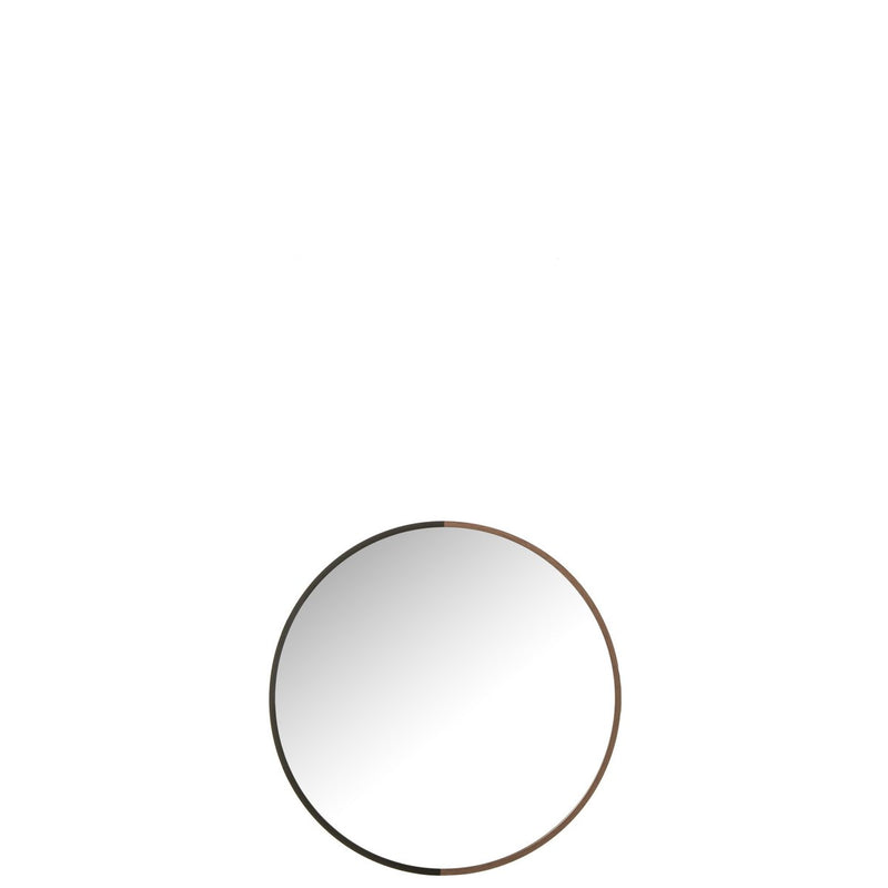 J-Line Mirror Round Metal/Wood Black Small - Wall mirror 40 x 40 cm