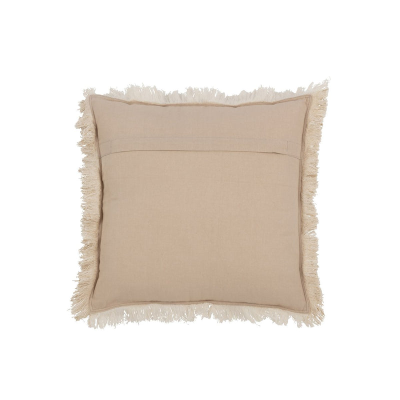 J-Line Cushion Fringes Cotton Muslin Dark Beige