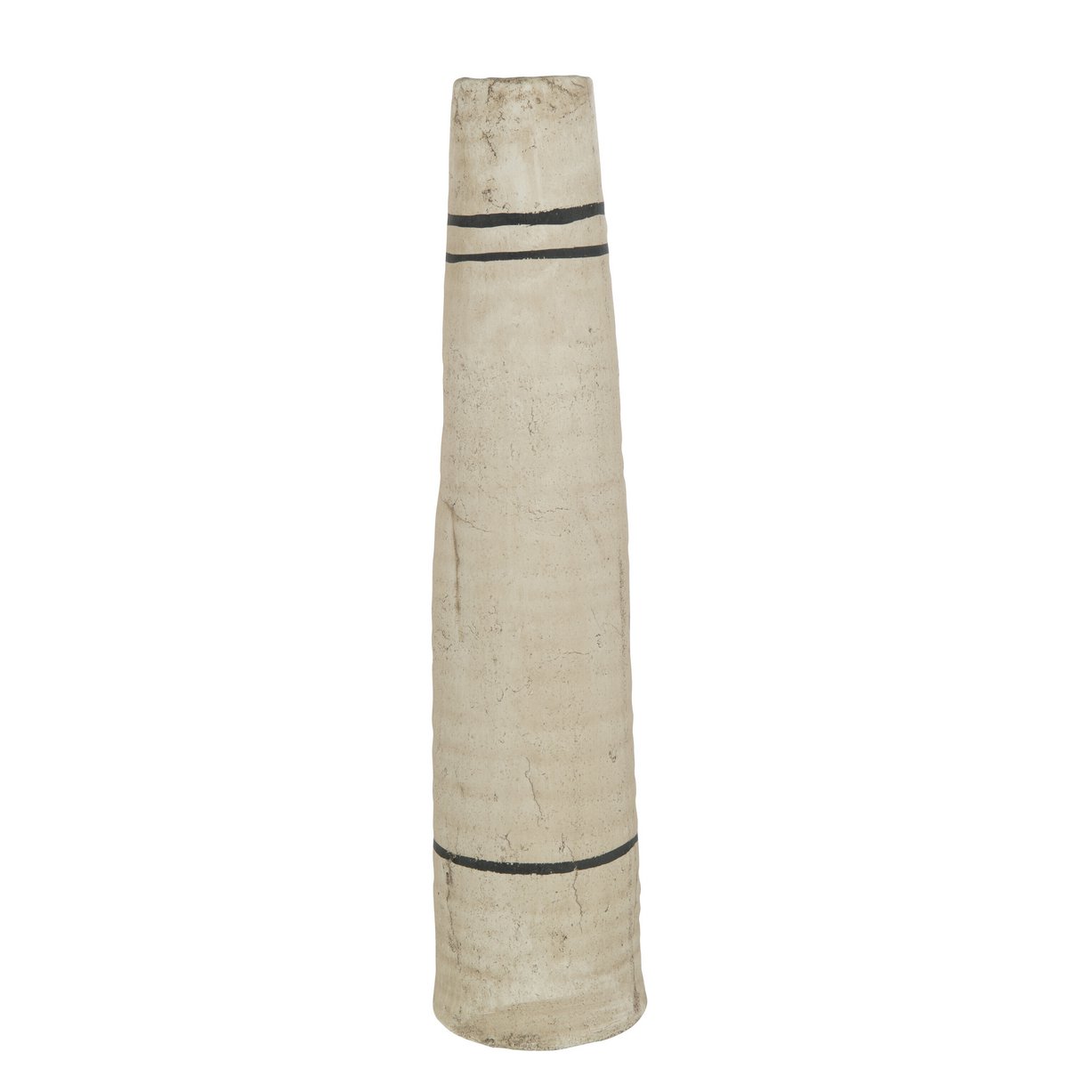 J-Line Vase High Stripe Terrakotta Beige/Schwarz Groß