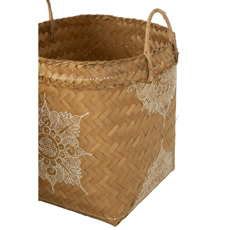 J-Line basket Drawing - bamboo - white/natural - 3 pieces