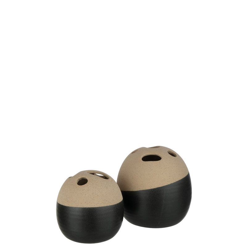 J-Line Vase Ball Keramik Beige/Schwarz Groß