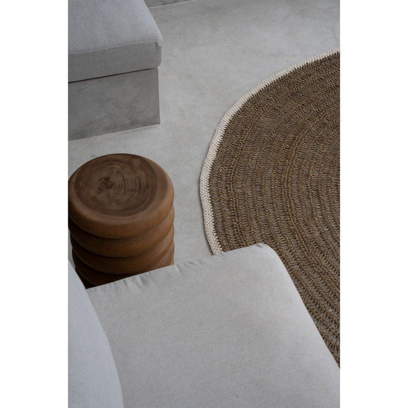 The round carpet of seagrass and cotton - natural white - 150 