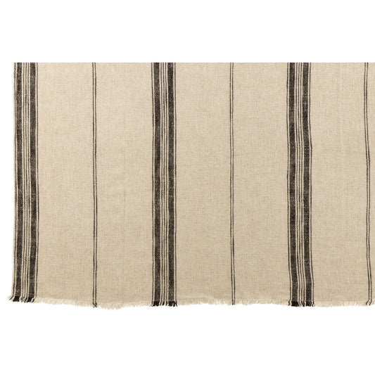 J-Line Plaid with lines - cotton - beige - 176 x 130 cm