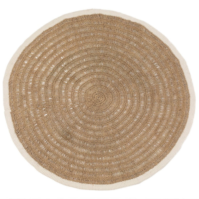 The round carpet of seagrass and cotton - natural white - 200 