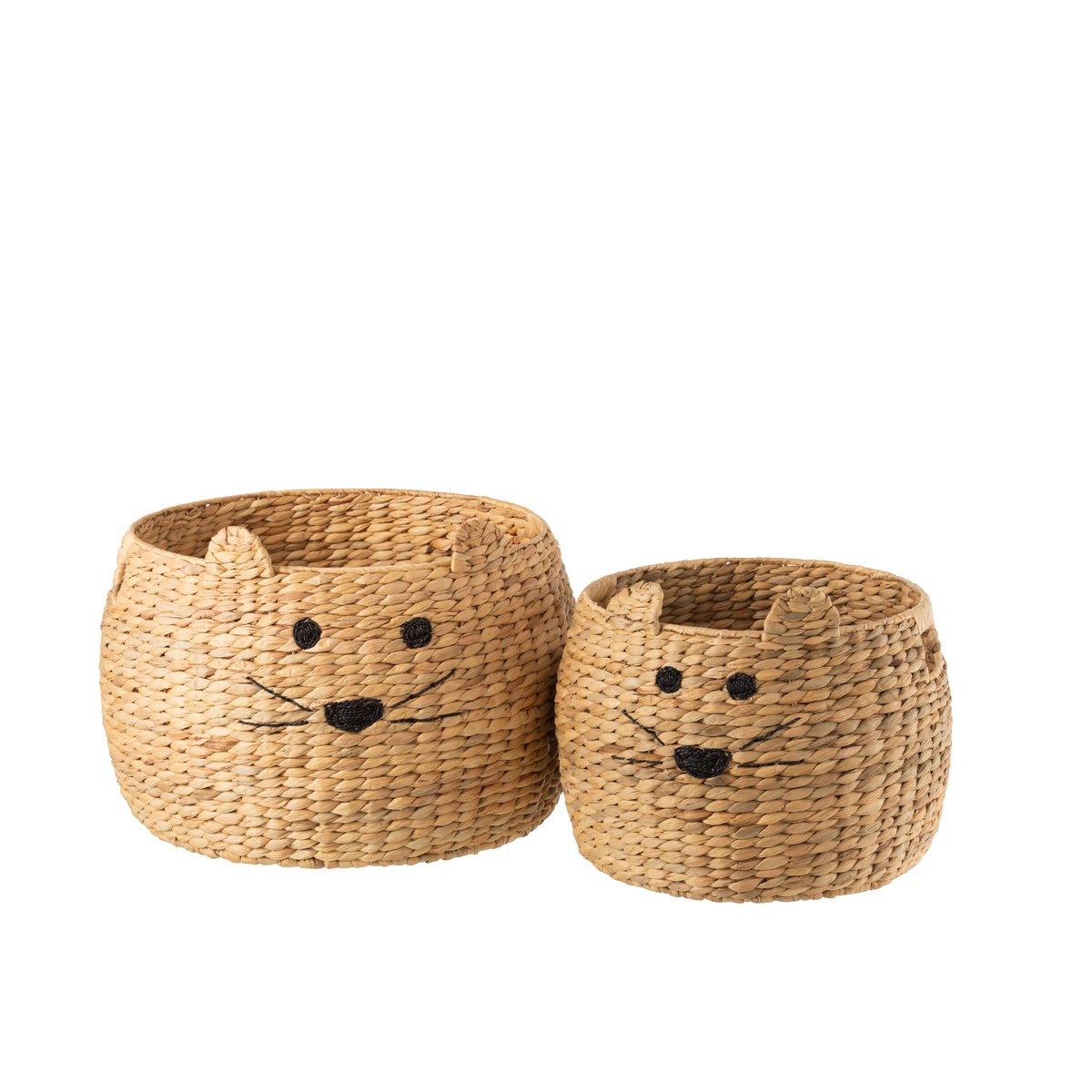 J-Line Set of 2 Baskets Cat Water Hyacinth Natural