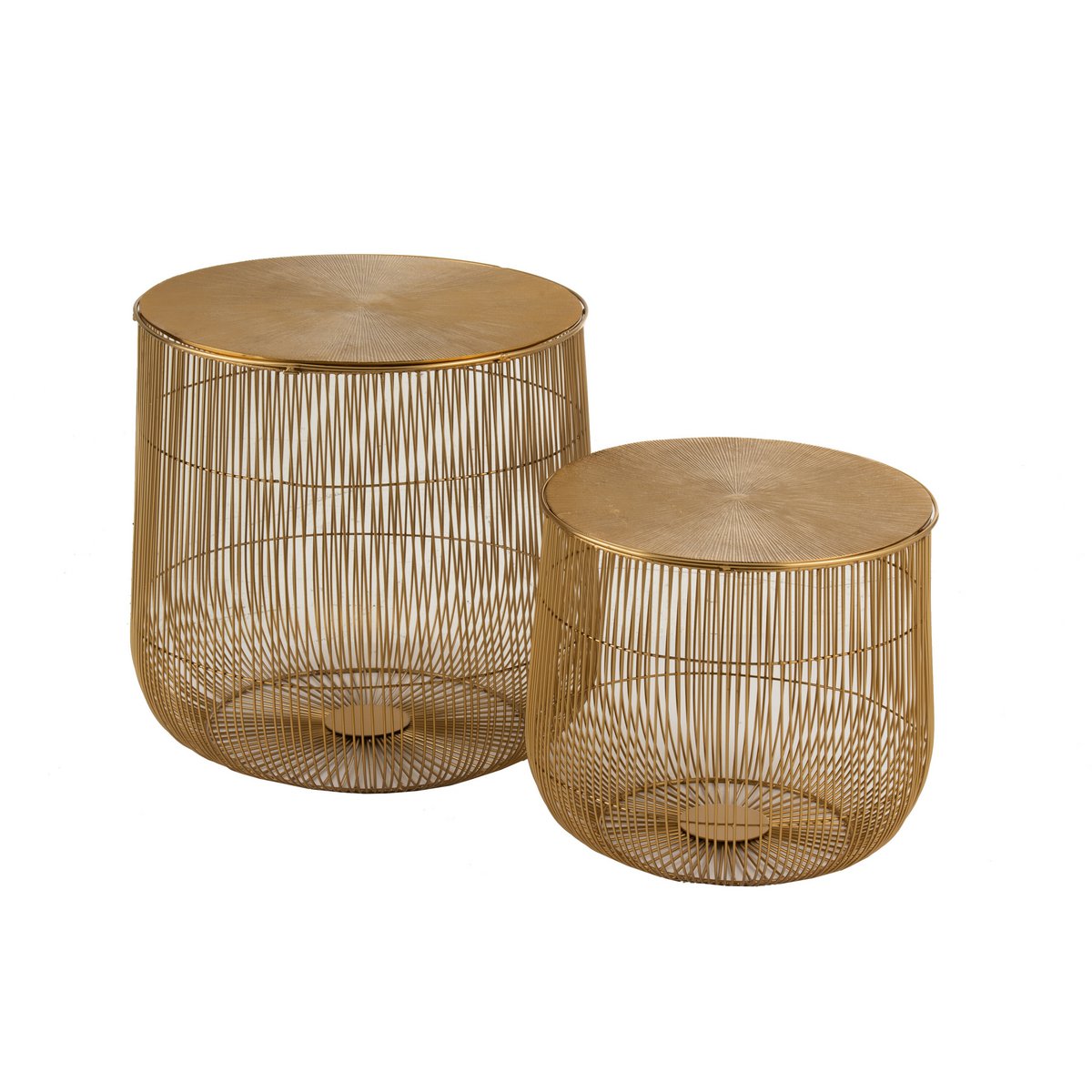 J-Line Set of 2 Side Tables Basket Metal Gold