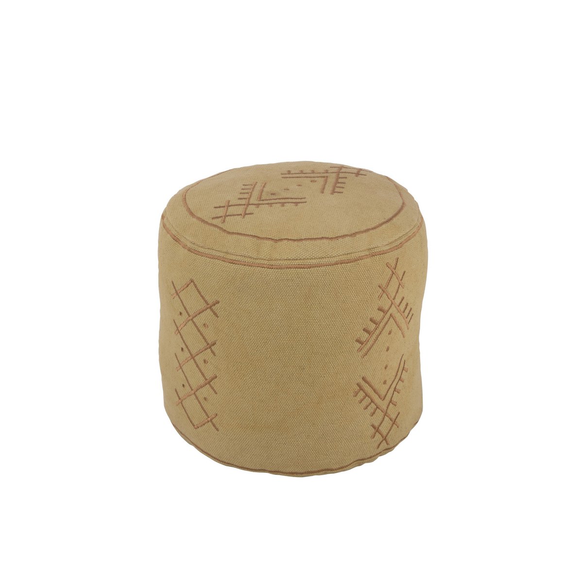 J-Line Pouf Cylinder Ethnic Patterns Cotton Sand