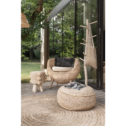 The Raffia Pom Pom Stool - Natural 