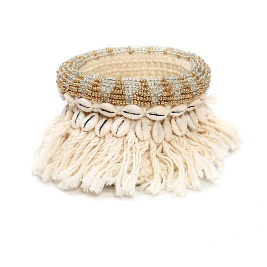 The gold and silver macramé planter 