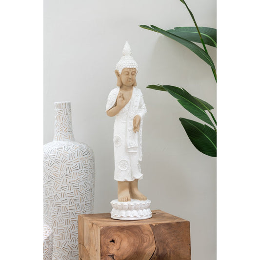 J-Line Buddha Stehendes Magnesium Weiß/Beige